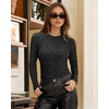 image:imageMANGOPOP Long Sleeve Shirts for Women Thermal Ribbed Crew Neck Lightweight Sweater Fitted Fall Winter Womens Tops 2025 TrendyBlack Gray