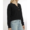 image:imageMANGOPOP Ribbed Henley Sweatshirt for Women Oversized Casual Long Sleeve Pullover Top with Decorative ButtonsBlack