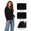 image:imageMANGOPOP Ribbed Henley Sweatshirt for Women Oversized Casual Long Sleeve Pullover Top with Decorative ButtonsBlack