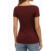 image:imageMANGOPOP Short Sleeve Boat Neck Tops for Women Fitted Tight Shirts Summer Y2k Basic Tops 2026 Spring OutfitsBurgundy