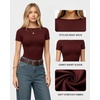 image:imageMANGOPOP Short Sleeve Boat Neck Tops for Women Fitted Tight Shirts Summer Y2k Basic Tops 2026 Spring OutfitsBurgundy
