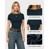 image:imageMANGOPOP Short Sleeve Boat Neck Tops for Women Fitted Tight Shirts Summer Y2k Basic Tops 2026 Spring OutfitsDeep Blue