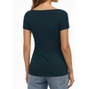 image:imageMANGOPOP Short Sleeve Boat Neck Tops for Women Fitted Tight Shirts Summer Y2k Basic Tops 2026 Spring OutfitsDeep Blue