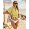 image:imageMANGOPOP Swimsuit Coverup for Women Striped Bathing Suit Cover Up Button Down Shirt Beach Cover Ups Dress 2026 Summer OutfitsA4yellow
