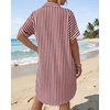 image:imageMANGOPOP Swimsuit Coverup for Women Striped Bathing Suit Cover Up Button Down Shirt Beach Cover Ups Dress 2026 Summer OutfitsA5red