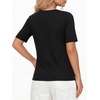 image:imageMANGOPOP Womens Half Sleeve Cowl Neck Top Mid Elbow 34 Sleeve T Shirts Going Out Casual Dressy Blouses 2026Black