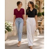 image:imageMANGOPOP Womens Half Sleeve Cowl Neck Top Mid Elbow 34 Sleeve T Shirts Going Out Casual Dressy Blouses 2026Black