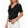 image:imageMANGOPOP Womens Half Sleeve Cowl Neck Top Mid Elbow 34 Sleeve T Shirts Going Out Casual Dressy Blouses 2026Black