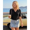 image:imageMANGOPOP Womens Half Sleeve Cowl Neck Top Mid Elbow 34 Sleeve T Shirts Going Out Casual Dressy Blouses 2026Black