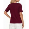 image:imageMANGOPOP Womens Half Sleeve Cowl Neck Top Mid Elbow 34 Sleeve T Shirts Going Out Casual Dressy Blouses 2026Burgundy