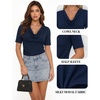 image:imageMANGOPOP Womens Half Sleeve Cowl Neck Top Mid Elbow 34 Sleeve T Shirts Going Out Casual Dressy Blouses 2026Deep Blue