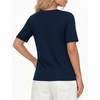 image:imageMANGOPOP Womens Half Sleeve Cowl Neck Top Mid Elbow 34 Sleeve T Shirts Going Out Casual Dressy Blouses 2026Deep Blue