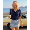image:imageMANGOPOP Womens Half Sleeve Cowl Neck Top Mid Elbow 34 Sleeve T Shirts Going Out Casual Dressy Blouses 2026Deep Blue