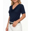 image:imageMANGOPOP Womens Half Sleeve Cowl Neck Top Mid Elbow 34 Sleeve T Shirts Going Out Casual Dressy Blouses 2026Deep Blue