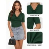 image:imageMANGOPOP Womens Half Sleeve Cowl Neck Top Mid Elbow 34 Sleeve T Shirts Going Out Casual Dressy Blouses 2026Deep Green