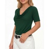 image:imageMANGOPOP Womens Half Sleeve Cowl Neck Top Mid Elbow 34 Sleeve T Shirts Going Out Casual Dressy Blouses 2026Deep Green