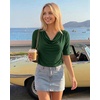 image:imageMANGOPOP Womens Half Sleeve Cowl Neck Top Mid Elbow 34 Sleeve T Shirts Going Out Casual Dressy Blouses 2026Deep Green
