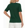 image:imageMANGOPOP Womens Half Sleeve Cowl Neck Top Mid Elbow 34 Sleeve T Shirts Going Out Casual Dressy Blouses 2026Deep Green