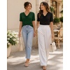 image:imageMANGOPOP Womens Half Sleeve Cowl Neck Top Mid Elbow 34 Sleeve T Shirts Going Out Casual Dressy Blouses 2026Deep Green