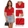 image:imageMANGOPOP Womens Half Sleeve Cowl Neck Top Mid Elbow 34 Sleeve T Shirts Going Out Casual Dressy Blouses 2026Red