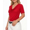 image:imageMANGOPOP Womens Half Sleeve Cowl Neck Top Mid Elbow 34 Sleeve T Shirts Going Out Casual Dressy Blouses 2026Red
