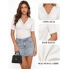 image:imageMANGOPOP Womens Half Sleeve Cowl Neck Top Mid Elbow 34 Sleeve T Shirts Going Out Casual Dressy Blouses 2026White