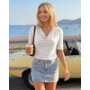 image:imageMANGOPOP Womens Half Sleeve Cowl Neck Top Mid Elbow 34 Sleeve T Shirts Going Out Casual Dressy Blouses 2026White