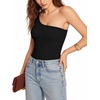 image:imageMANGOPOP Womens One Shoulder Tank Top Bodysuit Sexy Sleeveless Long Sleeve Backless Body Suits Off Shoulder Going Out TopsOne Shoulder Black