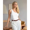 image:imageMANGOPOP Womens One Shoulder Tank Top Bodysuit Sexy Sleeveless Long Sleeve Backless Body Suits Off Shoulder Going Out TopsOne Shoulder White