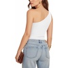 image:imageMANGOPOP Womens One Shoulder Tank Top Bodysuit Sexy Sleeveless Long Sleeve Backless Body Suits Off Shoulder Going Out TopsOne Shoulder White