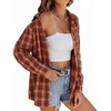 image:imageMANGOPOP Womens Plaid Flannel Button Down Shirt RollTab Long Sleeve Loose Fit Top Stretch Business Casual Work BlouseRed