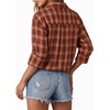 image:imageMANGOPOP Womens Plaid Flannel Button Down Shirt RollTab Long Sleeve Loose Fit Top Stretch Business Casual Work BlouseRed