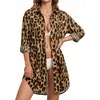 image:imageMANGOPOP Womens Swimsuit Coverup Button Down Shirt Casual Floral Bathing Suit Cover Up Beach Cover Ups Dress 2026Leopard