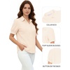 image:imageMANGOPOP Striped Button Down Shirt for Women Puff Short Sleeve Blouse Business Casual Tops Trendy 2026 SummerApricot