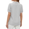 image:imageMANGOPOP Striped Button Down Shirt for Women Puff Short Sleeve Blouse Business Casual Tops Trendy 2026 SummerGrey