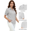 image:imageMANGOPOP Striped Button Down Shirt for Women Puff Short Sleeve Blouse Business Casual Tops Trendy 2026 SummerGrey