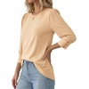 image:imageMANGOPOP Womens 34 Sleeve Puff Tunic Tops Dressy Casual Soft Stretchy Wrinkle Resistant Blouses For Work DailyApricot