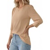 image:imageMANGOPOP Womens 34 Sleeve Puff Tunic Tops Dressy Casual Soft Stretchy Wrinkle Resistant Blouses For Work DailyLight Camel