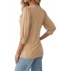 image:imageMANGOPOP Womens 34 Sleeve Puff Tunic Tops Dressy Casual Soft Stretchy Wrinkle Resistant Blouses For Work DailyLight Camel
