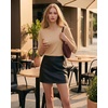 image:imageMANGOPOP Womens 34 Sleeve Puff Tunic Tops Dressy Casual Soft Stretchy Wrinkle Resistant Blouses For Work DailyLight Camel