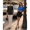 image:imageMANGOPOP Womens 34 Sleeve Puff Tunic Tops Dressy Casual Soft Stretchy Wrinkle Resistant Blouses For Work DailyRoyal Blue