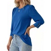 image:imageMANGOPOP Womens 34 Sleeve Puff Tunic Tops Dressy Casual Soft Stretchy Wrinkle Resistant Blouses For Work DailyRoyal Blue