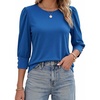 image:imageMANGOPOP Womens 34 Sleeve Puff Tunic Tops Dressy Casual Soft Stretchy Wrinkle Resistant Blouses For Work DailyRoyal Blue