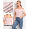 image:imageMANGOPOP Off The Shoulder Tops for Women Sexy Short Sleeve T Shirt Tops Slim FittedD02 Floral Printed