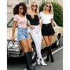 image:imageMANGOPOP Off The Shoulder Tops for Women Sexy Short Sleeve T Shirt Tops Slim FittedD02 Floral Printed