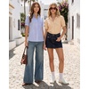 image:imageMANGOPOP Striped Button Down Shirt for Women Puff Short Sleeve Blouse Business Casual Tops Trendy 2026 SummerOrange