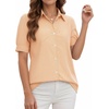 image:imageMANGOPOP Striped Button Down Shirt for Women Puff Short Sleeve Blouse Business Casual Tops Trendy 2026 SummerOrange