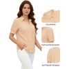 image:imageMANGOPOP Striped Button Down Shirt for Women Puff Short Sleeve Blouse Business Casual Tops Trendy 2026 SummerOrange