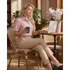 image:imageMANGOPOP Striped Button Down Shirt for Women Puff Short Sleeve Blouse Business Casual Tops Trendy 2026 SummerRed