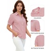 image:imageMANGOPOP Striped Button Down Shirt for Women Puff Short Sleeve Blouse Business Casual Tops Trendy 2026 SummerRed